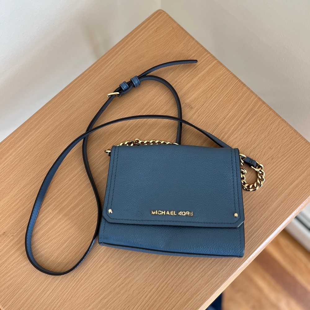 Michael Kors  XS Shopper Leather Crossbody Bag  $298 Blue